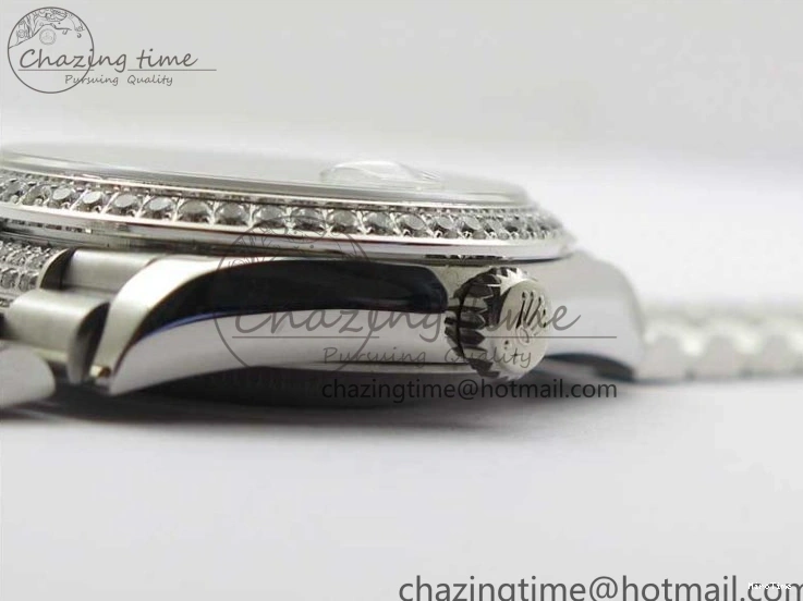 MiroTime 0128 Day-Date 36mm 128239 SS Crystal BP Best Edition White MOP Crystal Marker Dial on SS President Bracelet A MoistureWicking 2682